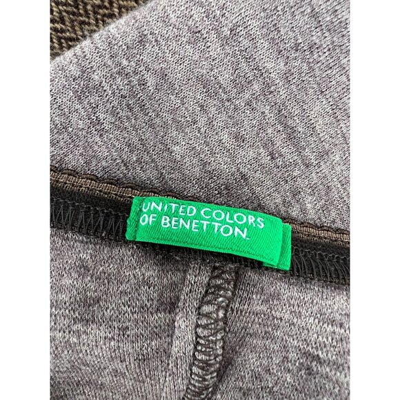 Benetton M Brown Herringbone Dress Wool Blend Flower Y2K Slip Jumper Made Italy - Picture 4 of 12